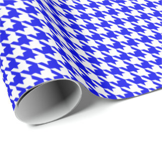 Papel De Presente Classic Royal Blue and White Houndstooth Pattern