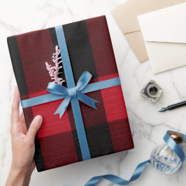 Papel De Presente Classic Rustic Red Black Crimson Plaid Pattern