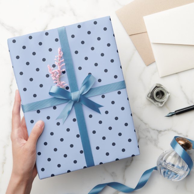 Papel De Presente Classic Soft Blue Polka Dot  Wrapping Paper Roll (Presentear)