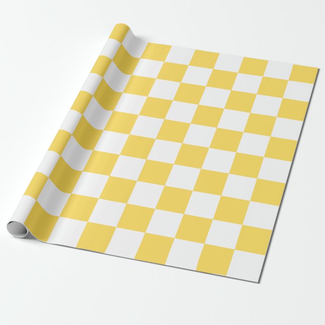 Papel De Presente Classic visual yellow checkerboard  (Desenrolado)