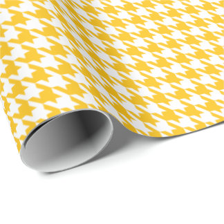 Papel De Presente Classic Yellow and White Houndstooth Pattern