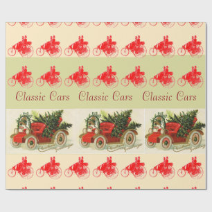 PAPEL DE PRESENTE CLÁSSICO,CARROS VINTAGE,ÁRVORE DE NATAL E CINZAS