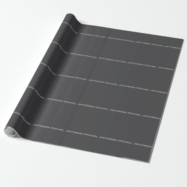 Papel De Presente Clássico Criativo Moderno Cinza Escuro & Branco (Desenrolado)