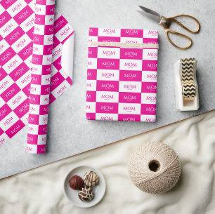 Papel De Presente Clássico do Dia das Mães Caps Rosa Mãe Estabelecid