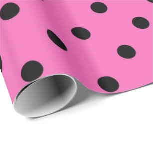 Papel De Presente Clássico, lindo, elegante rosa & preto bolinhas