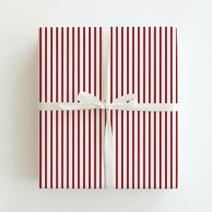 Papel De Presente Clássico natalino vermelho /Listras branco-gelo