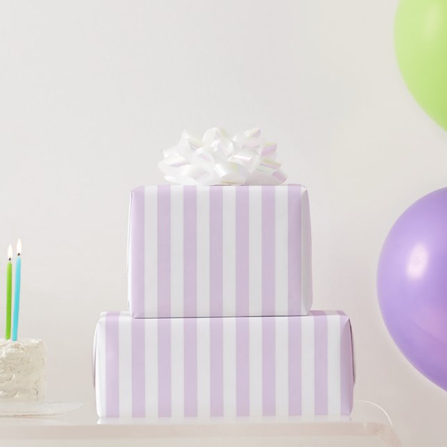 Papel De Presente Clássico Padrão de Listra Roxa Pastel Feminino Pri (Presentes para festas)