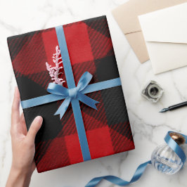 Papel De Presente Clássico Padrão Xadrez Vermelho Preto Carmesim Rús
