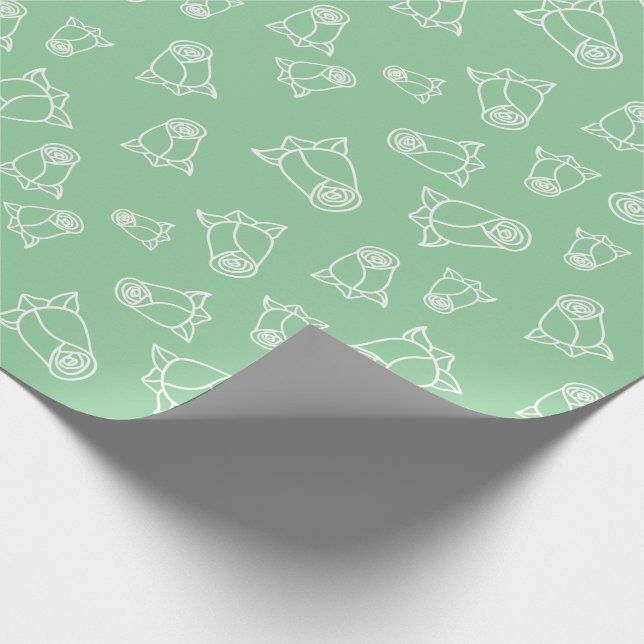 Papel De Presente Clássico Rosa Branca Cerimônia de Casamento Verde  (Ponta)