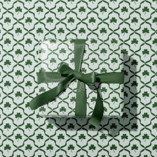 Papel De Presente Clássico Trevo de Três Folhas em Verde de St. Patr