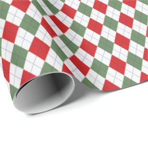 Papel De Presente Clássico Vermelho Verde Natal Pequeno Ouros de Arg