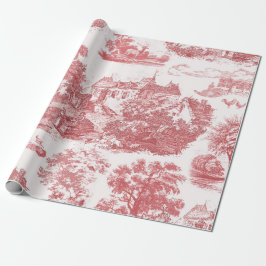 Papel De Presente Clássico Vintage Red French Chateau Country Toile