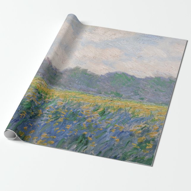Papel De Presente Claude Monet - Campo de Íris Amarelos em Giverny (Desenrolado)