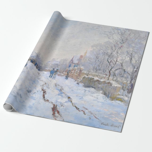 Papel De Presente Claude Monet - Cena de Neve na Argentina (Desenrolado)