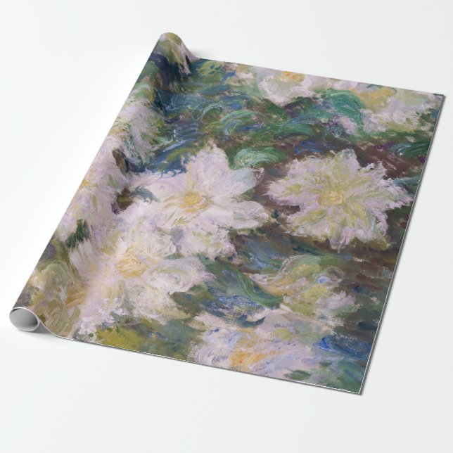 Papel De Presente Claude Monet - Clematite Branca (Desenrolado)
