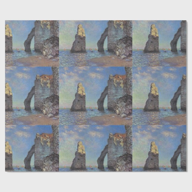 Papel De Presente Claude Monet CliFF em Etretat Impressionista Paint (Aberto)