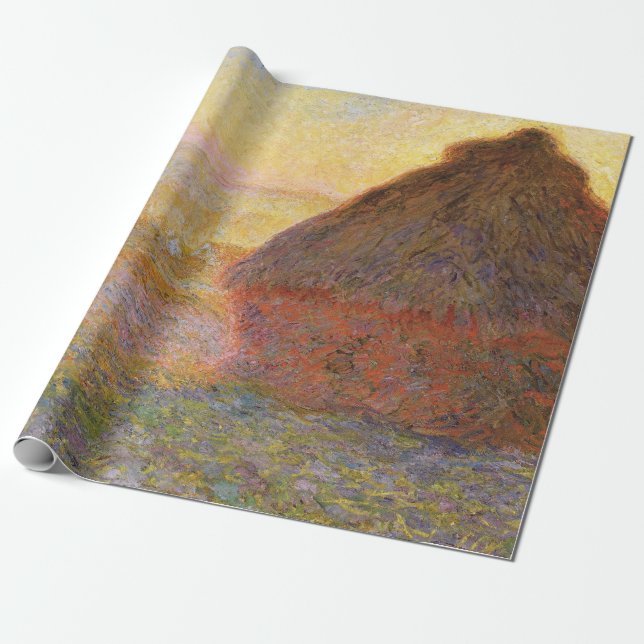 Papel De Presente Claude Monet Impressionista Pintando Graystaks I (Desenrolado)