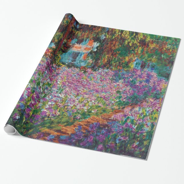 Papel De Presente Claude Monet - Irrises no Jardim de Monet (Desenrolado)