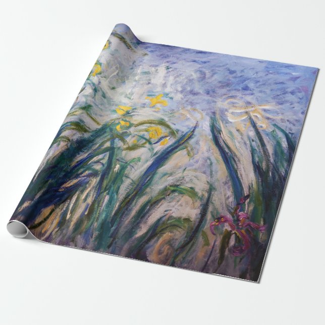 Papel De Presente Claude Monet - Irrisões Amarelo e Roxo (Desenrolado)