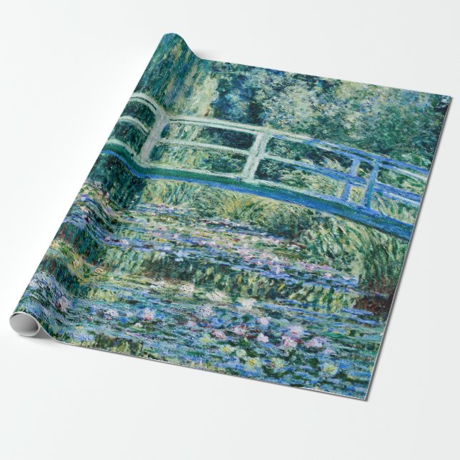 Papel De Presente Claude Monet - Lírios De Água E Ponte Japonesa (Desenrolado)