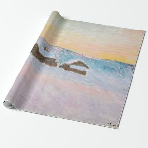 Papel De Presente Claude Monet - Paisagem da Noruega, Casas Azuis