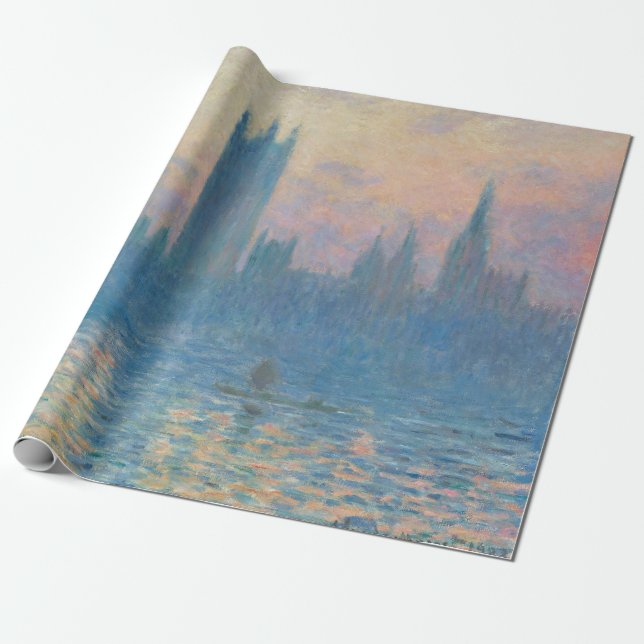 Papel De Presente Claude Monet Parlamento Europeu Sunset (Desenrolado)