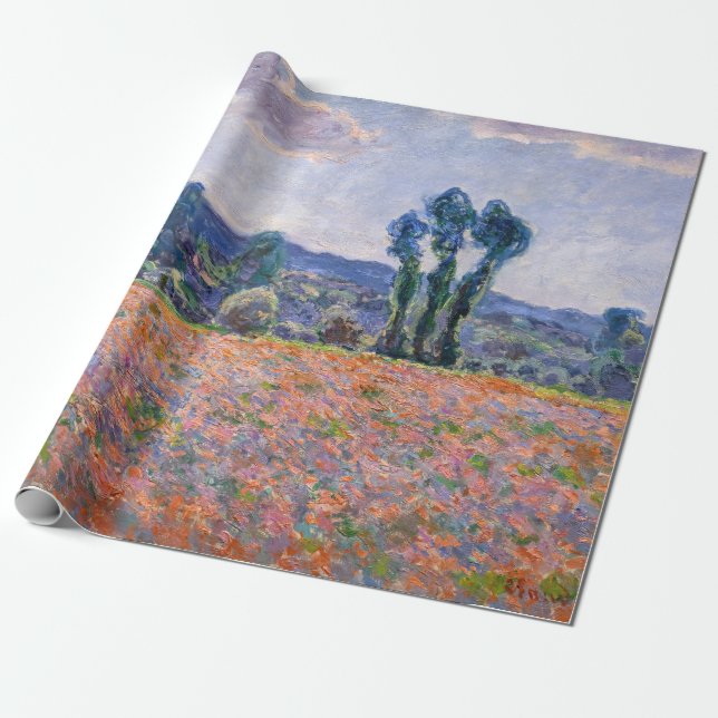 Papel De Presente Claude Monet - Poppy Field 1890 (Giverny) (Desenrolado)