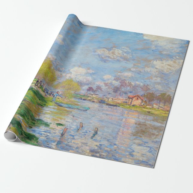 Papel De Presente Claude Monet - Primavera à beira do Sena (Desenrolado)