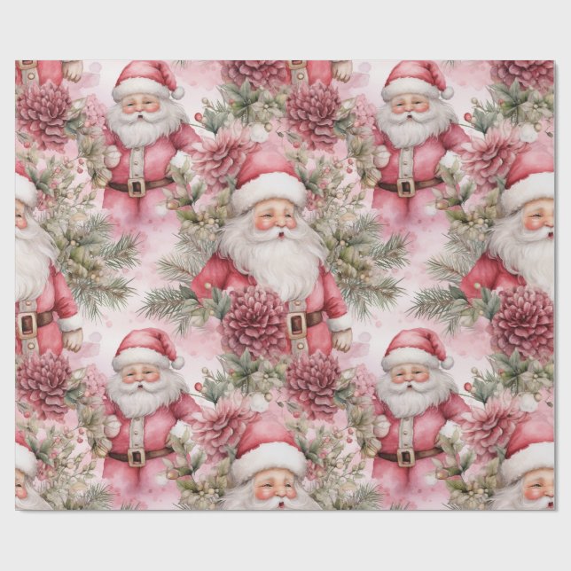 Papel De Presente Cláusula de Natal Rosa (Aberto)