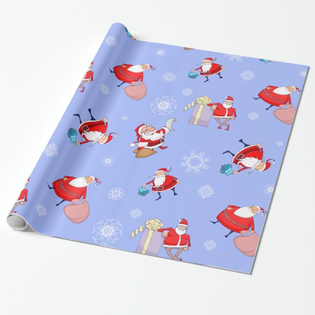 Papel De Presente Cláusula de Papai Noel Bonito com Molho de Feriado (Desenrolado)