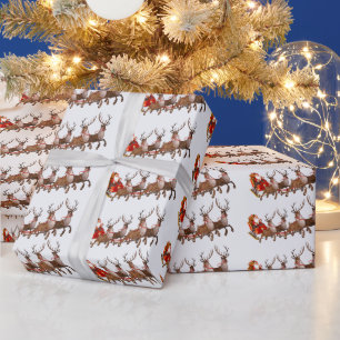 Papel De Presente Cláusula Santa com renas