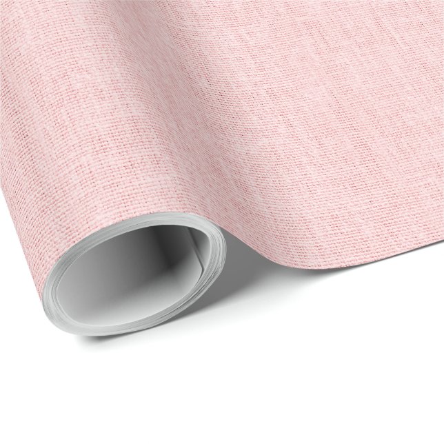 Papel De Presente Clean Minimal Beige Linen Mimic Fabric Effect Pink (Ponta do rolo)