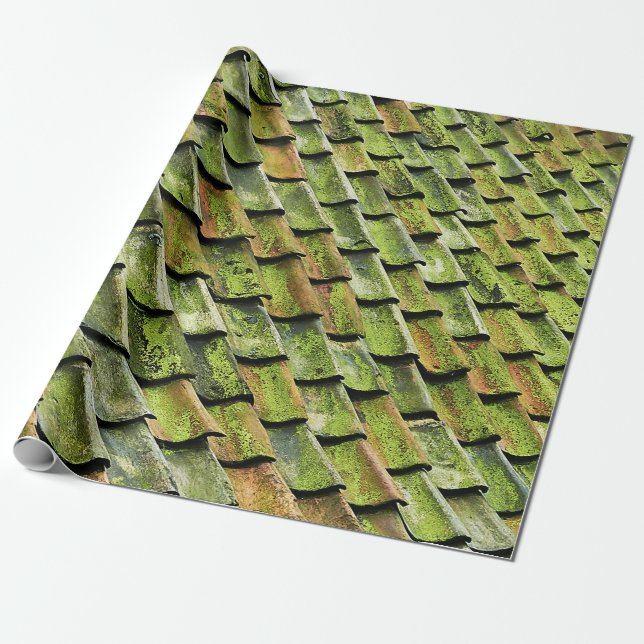 Papel De Presente Close-up photo of green shingle roof (Desenrolado)