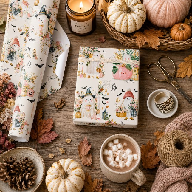 Papel De Presente Clube Social de Outubro Fantasma Halloween (Criador carregado)