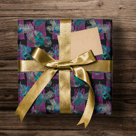 Papel De Presente Cluster de Velas de Néon Claro Negro