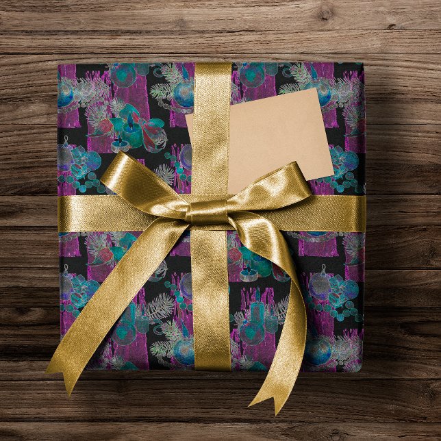 Papel De Presente Cluster de Velas de Néon Claro Negro (Criador carregado)