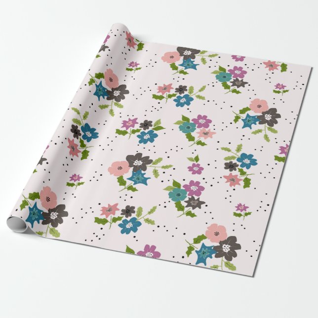 Papel De Presente Clusters de Flor de Boho (Desenrolado)