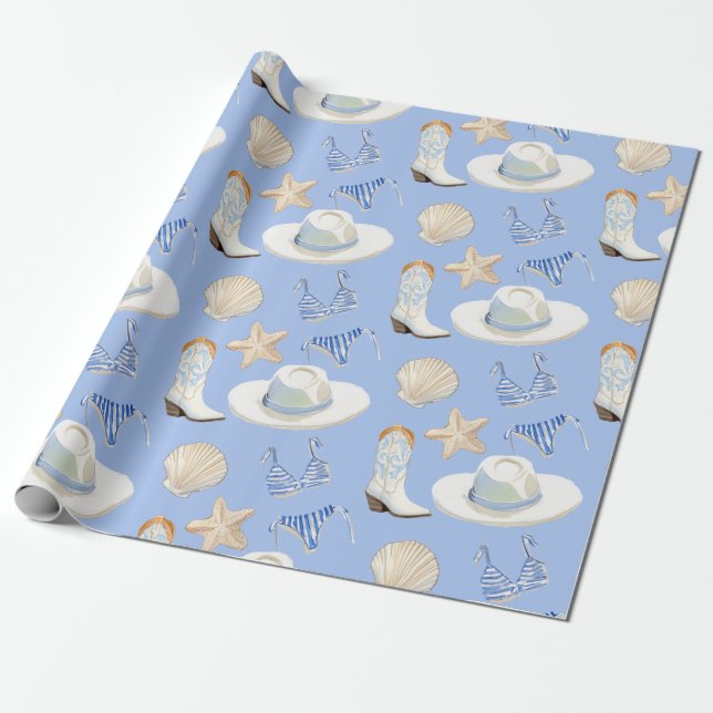 Papel De Presente Coastal Cowgirl Bach Club Pattern Wrapping Paper (Desenrolado)