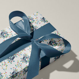 Papel De Presente Coastal Crab Christmas Lights