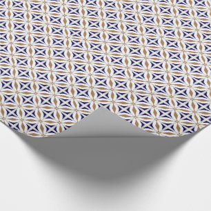 Papel De Presente Cobalto geométrico Brown do teste padrão do safa