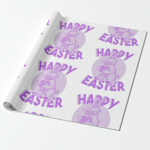 Papel De Presente cobiça felz pascoa face mask bunny pastel roxo