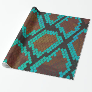 Papel De Presente Cobra Brown e Teal Impressão