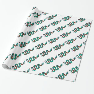 Papel De Presente Cobra Brown e Teal Impressão Silhouette