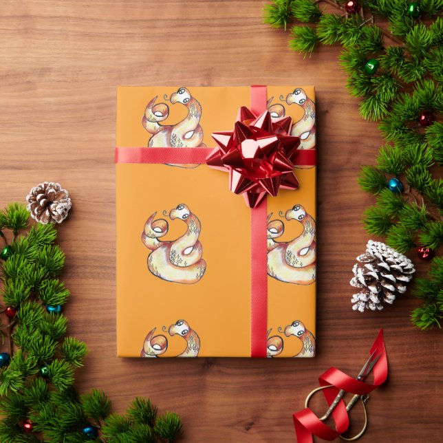 Papel De Presente cobra em laranja (Presente de Natal)