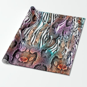 Papel De Presente Cobra Impressão, Impressão animal, colorida,