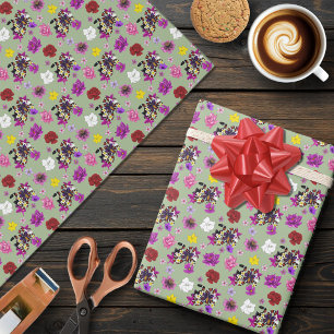 Papel De Presente Cobra Leiteira Floral Exótica Verde