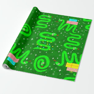 Papel De Presente cobras de natal xmas luzes de neve verdes