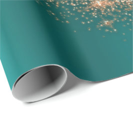 Papel De Presente Cobre de Maquiagem Dourada Confetti Glitter Teal d