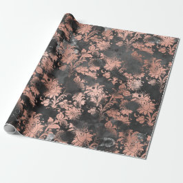 Papel De Presente Cobre Rosa Grafite Floral Grungy Shabby Chic