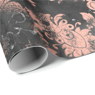 Papel De Presente Cobre Rosa Grafite Floral Grungy Shabby Chic